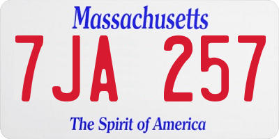 MA license plate 7JA257