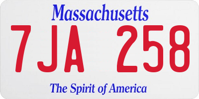 MA license plate 7JA258