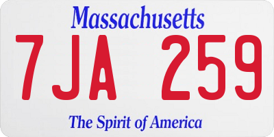 MA license plate 7JA259