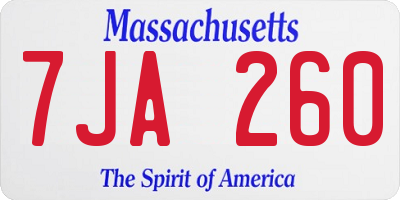 MA license plate 7JA260