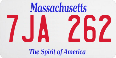 MA license plate 7JA262