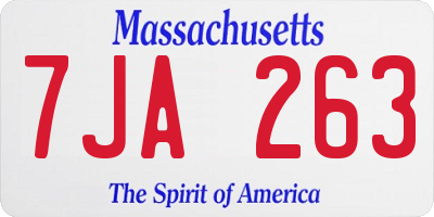 MA license plate 7JA263