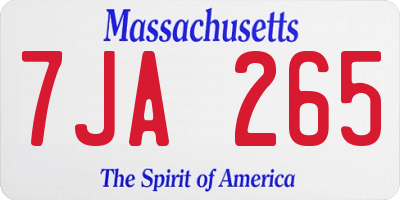 MA license plate 7JA265