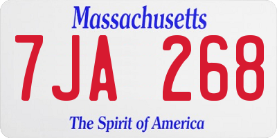 MA license plate 7JA268