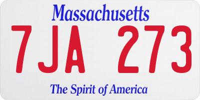 MA license plate 7JA273