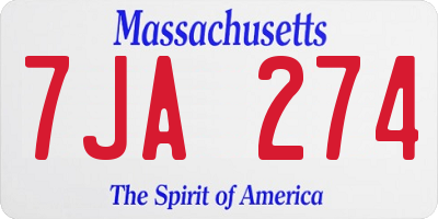 MA license plate 7JA274