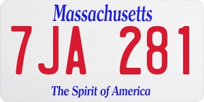 MA license plate 7JA281