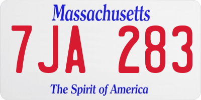 MA license plate 7JA283