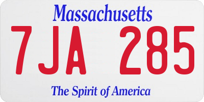 MA license plate 7JA285