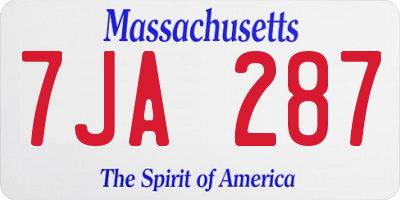 MA license plate 7JA287
