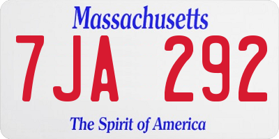 MA license plate 7JA292