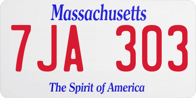 MA license plate 7JA303