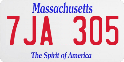 MA license plate 7JA305