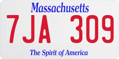 MA license plate 7JA309