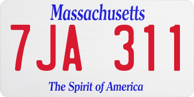 MA license plate 7JA311