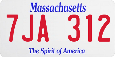MA license plate 7JA312