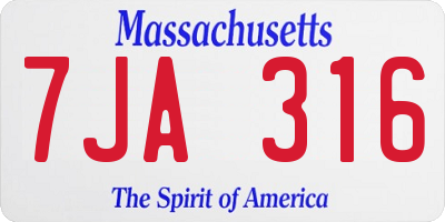 MA license plate 7JA316