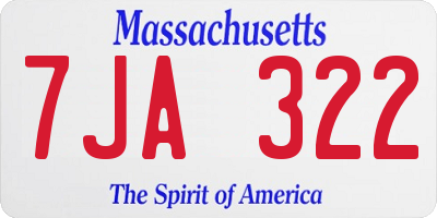 MA license plate 7JA322