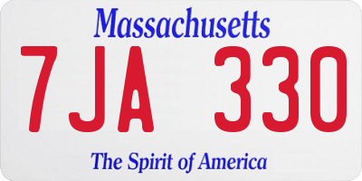 MA license plate 7JA330