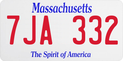 MA license plate 7JA332