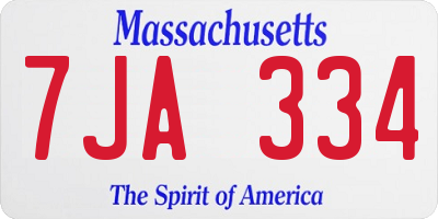 MA license plate 7JA334