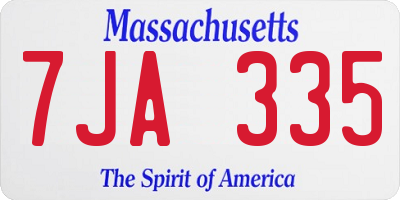 MA license plate 7JA335