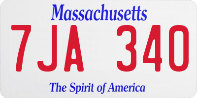 MA license plate 7JA340