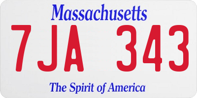 MA license plate 7JA343