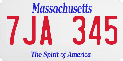 MA license plate 7JA345