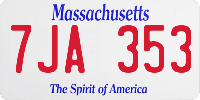 MA license plate 7JA353
