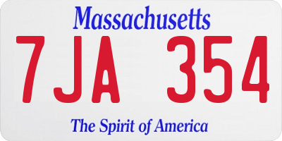 MA license plate 7JA354