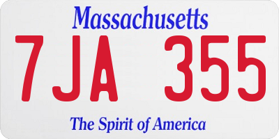 MA license plate 7JA355