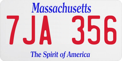 MA license plate 7JA356