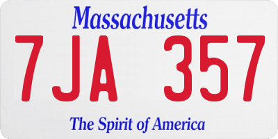 MA license plate 7JA357