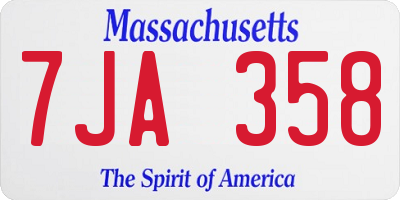 MA license plate 7JA358