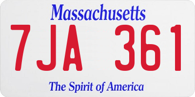 MA license plate 7JA361