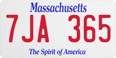 MA license plate 7JA365