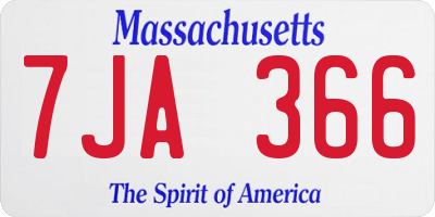 MA license plate 7JA366
