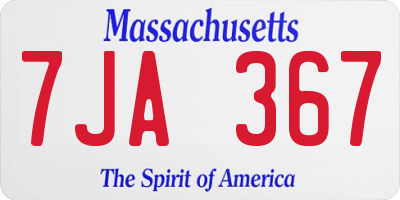 MA license plate 7JA367