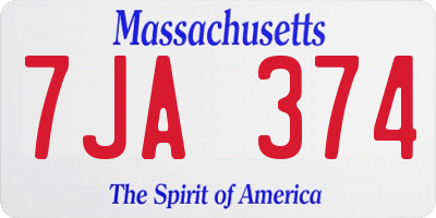 MA license plate 7JA374