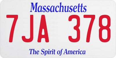 MA license plate 7JA378