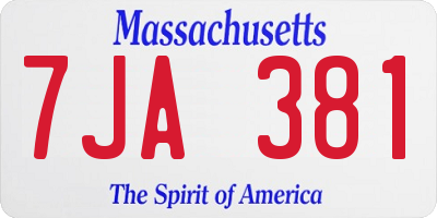 MA license plate 7JA381