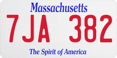 MA license plate 7JA382