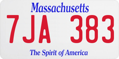 MA license plate 7JA383