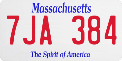 MA license plate 7JA384