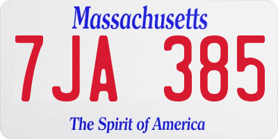 MA license plate 7JA385