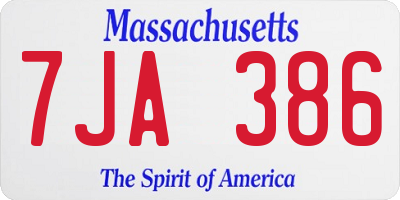 MA license plate 7JA386