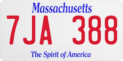 MA license plate 7JA388