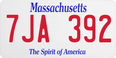 MA license plate 7JA392