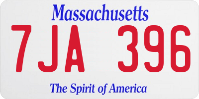 MA license plate 7JA396